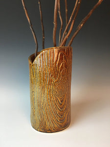 woodgrain faux wood pottery vase