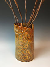 Load image into Gallery viewer, lumberjack, pottery vase, woodgrain texture