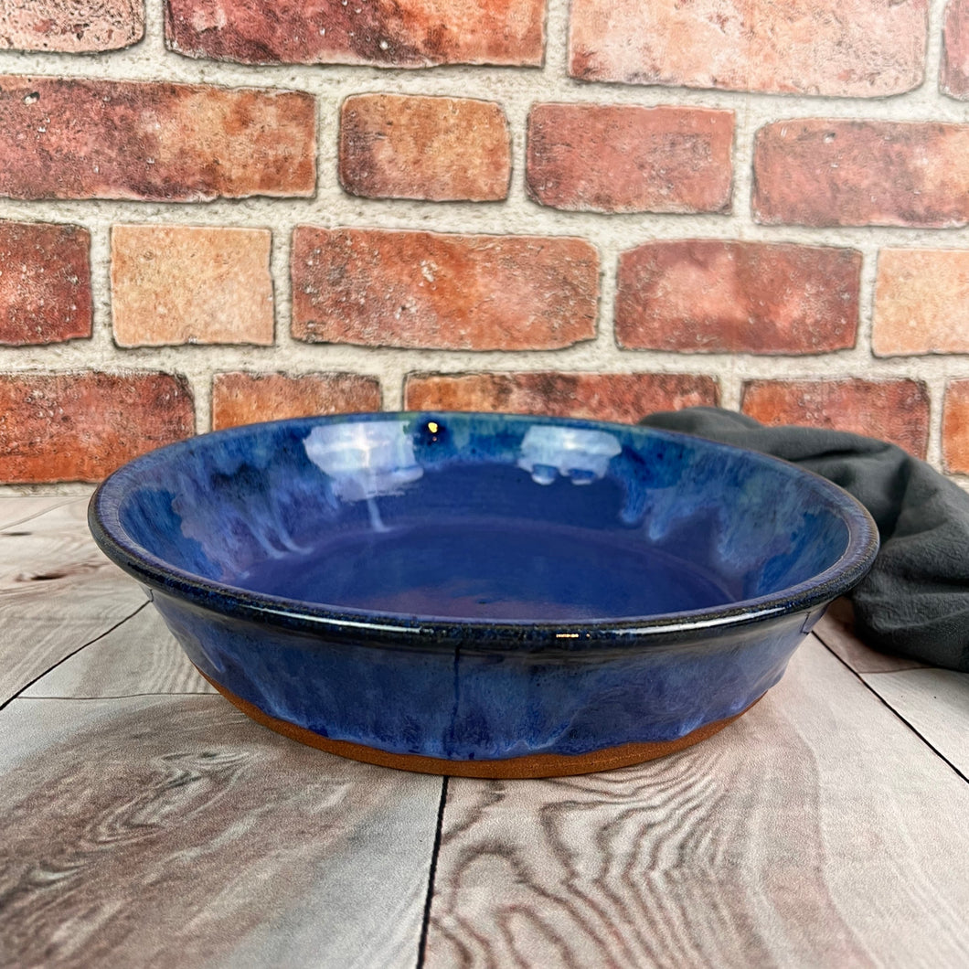 Wheel thrown Pie Plates. in Cobalt Blue world. Stoneware clay