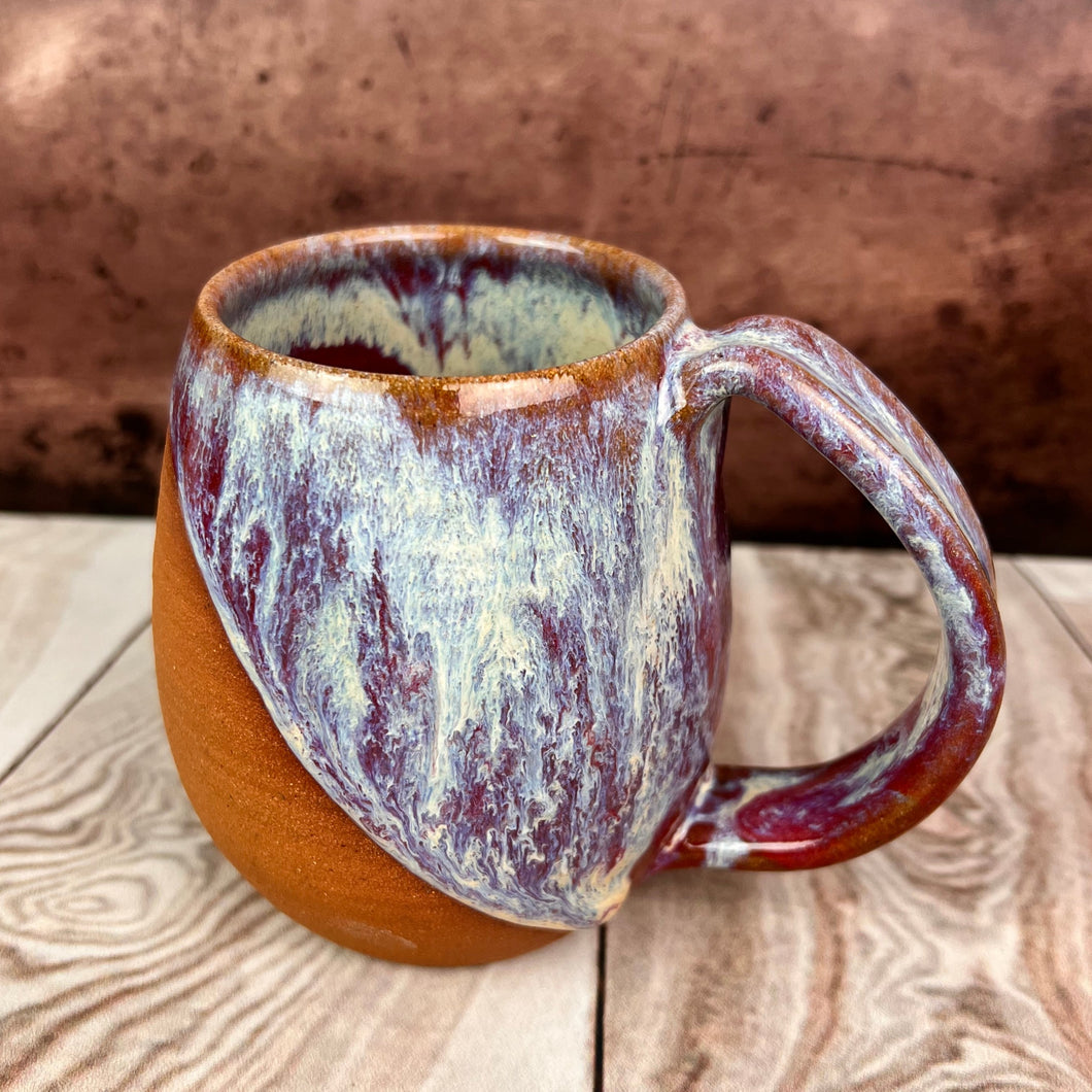 OOAK one of a kind glazed mug from Fern Street Pottery. Northwest style, Angle dipped glaze, One of a Kind.
