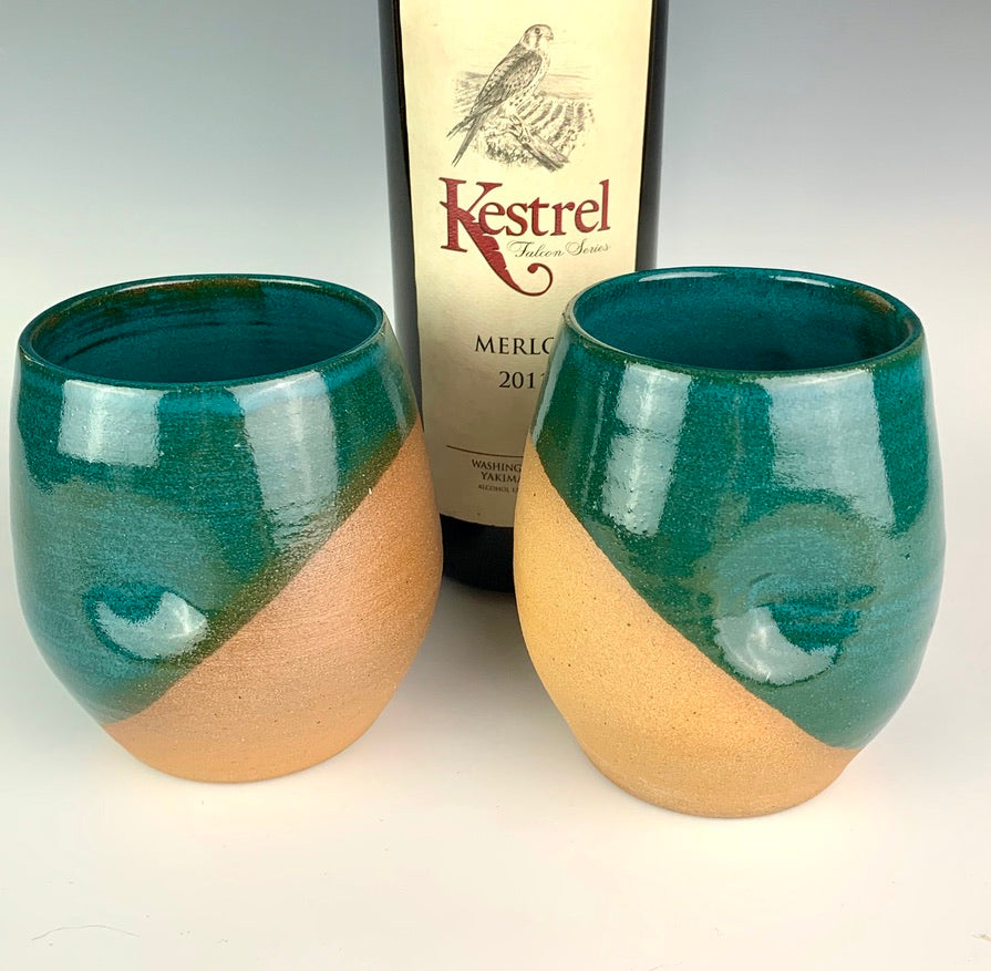  Ceramic Pitcher Set, Wine Pitcher and 2 wine goblets