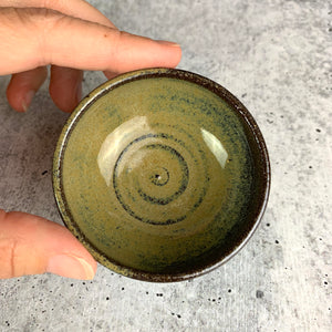 tiny sauce bowl, wheel thrown at Fern Street Pottery, shown in caramel
