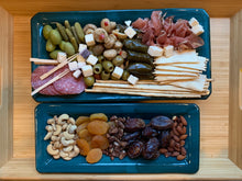 Load image into Gallery viewer, MidMod trays as charcuterie platters, filled with goodies
