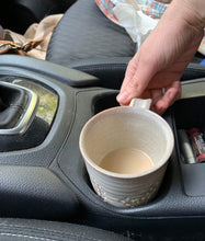 Load image into Gallery viewer, pottery travel mug in the cup holder in the car